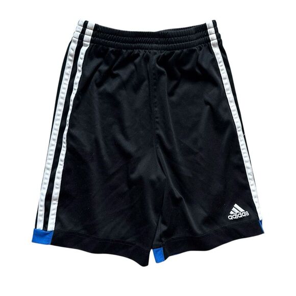 Youth Boys Adidas Three Stripe Mesh Black & White Athletic Shorts - Sz 6 - Picture 1 of 1